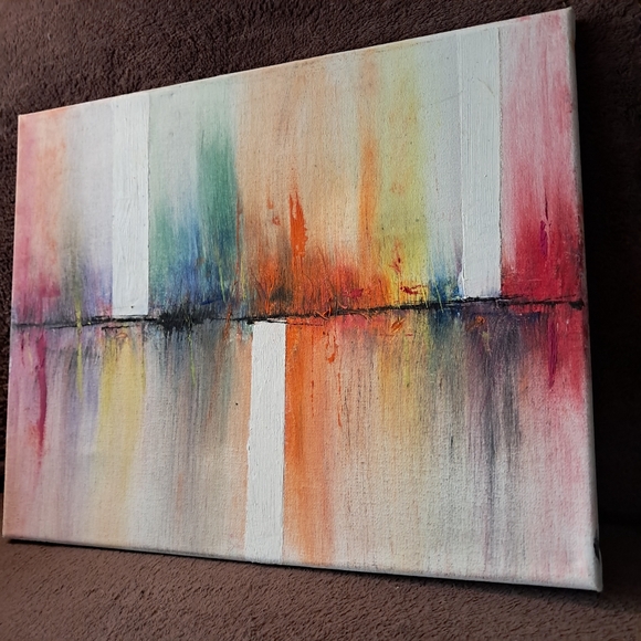 Hand Painted Canvas Oil Paint Colorful Abstract Modern Art - Picture 2 of 5